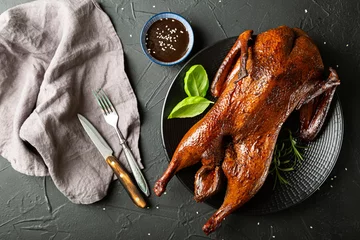 Washable wall murals Beijing Peking duck with sauce on a dark table