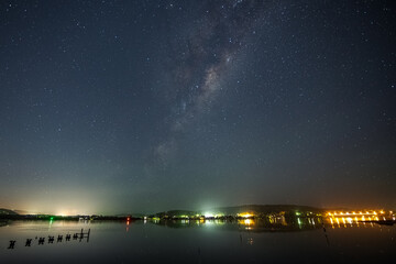 Stars and milky way waterscape