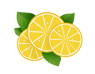 Lemon slice  illustration on white background. Fresh sour lemon icon. Logo design