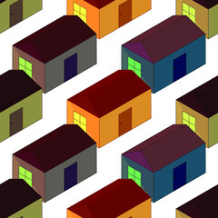 Seamless pattern of multicolored houses. Vector stock illustration eps10. 