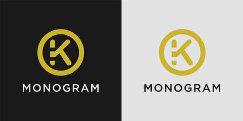 Monogram logo design letter k with creative circle concept