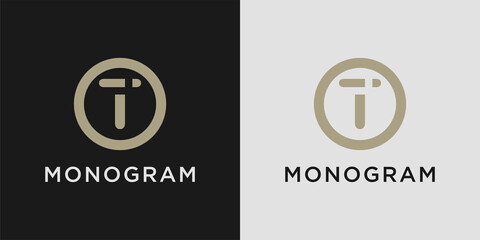 Monogram logo design letter t with creative circle concept