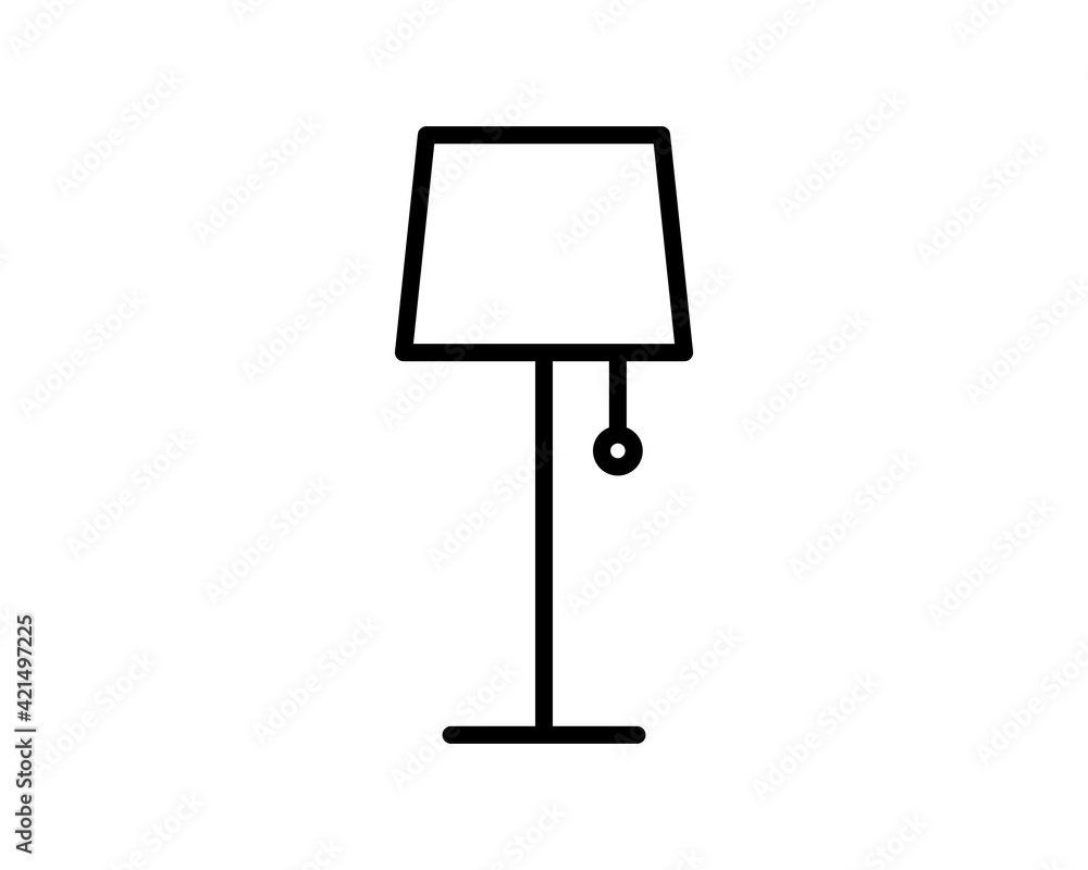 Poster floor lamp with white round lampshade on black base. vector isometric illustration. 3d flat style ve