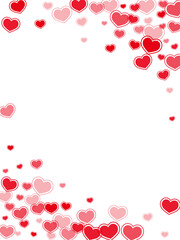 Beautiful red hearts falling vector illustration.