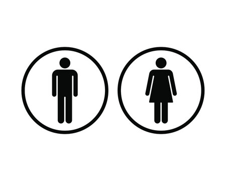 Man and woman avatar icon set. Male and female gender profile symbol. Men and women wc logo. Toilet and bathroom button sign. Vector Silhouette illustration image.