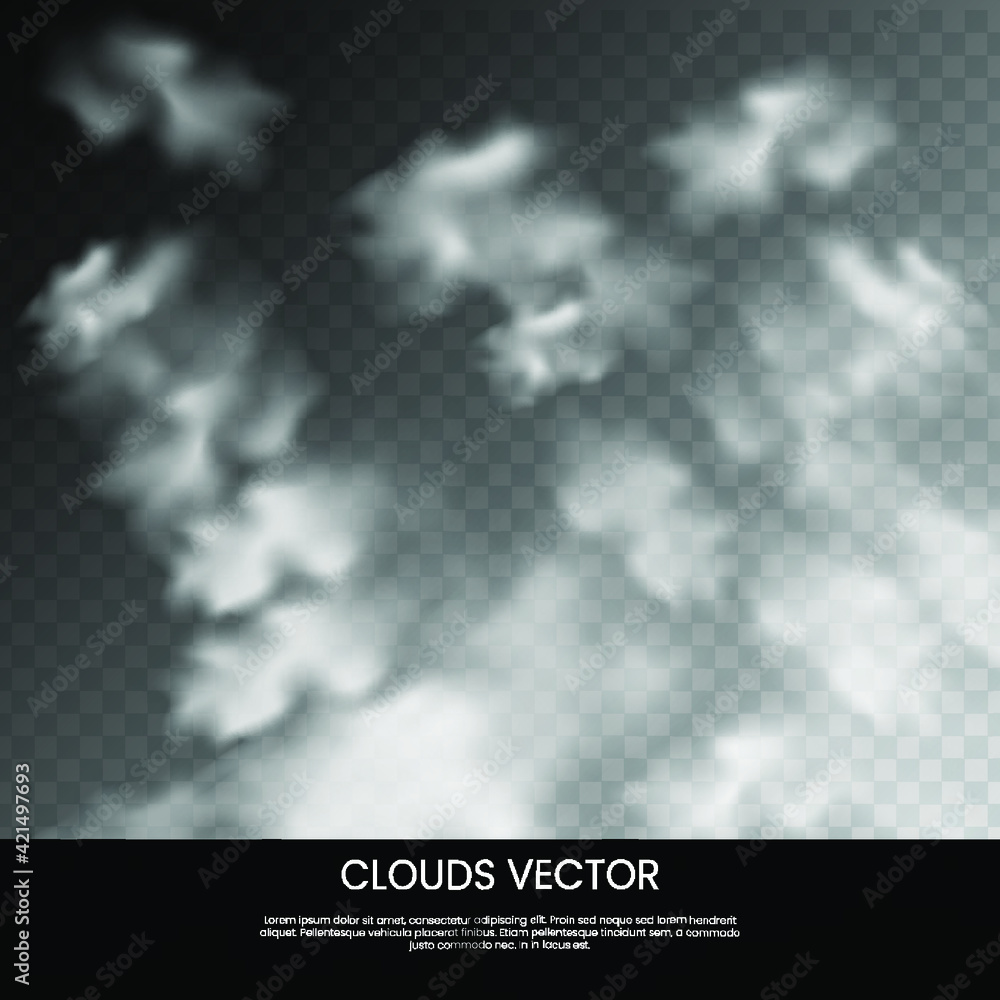 Poster set of realistic and transparent different clouds. eps 10 vector illustration.
