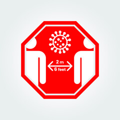 Safety distance 2 meters for covid-19 coronavirus. Eps 10 vector illustration.