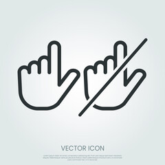 Obraz premium Do not touch hand icon. Isolated lined logotype design element. User manual standard symbol. Eps10 vector illustration.