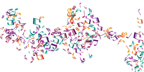 Music notes cartoon vector illustration. Symphony