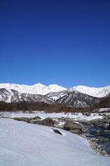 冬の白馬村と北アルプス