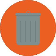 orange round icon with gray trash can