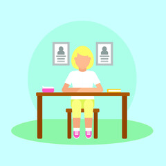 Vector illustration of school and pupils life. 