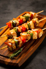 kebab - Grilled chicken meat with vegetables.