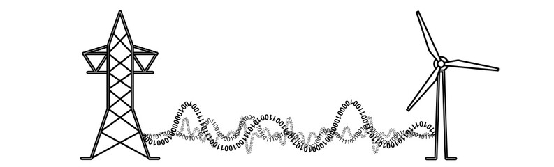 vector illustration of wind binary data energy power vibes	