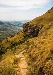 Mountainside view of Drakensburg, South Africa. October 2019