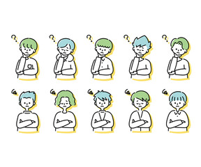 考え込むいろいろな男性