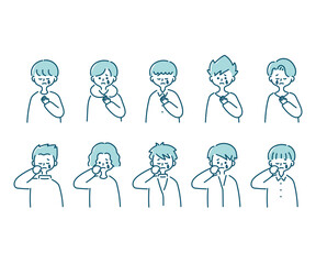 悲しんでいるいろいろな男性