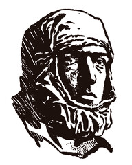 Head of Sir Ernest Henry Shackleton, historic Antarctic explorer with balaclava hood - obrazy, fototapety, plakaty