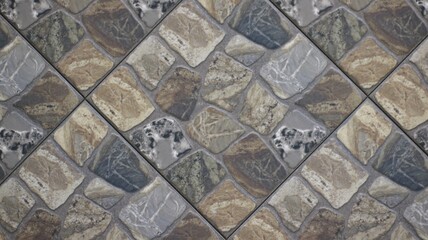 stone tiles of gray-brown color with a convex structure of polished stone, decorative interior coating of stone texture, graphic background of natural processed stone