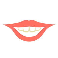 girl's lips with neat teeth, healthy smile