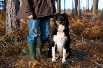 Women and dog in Countryside