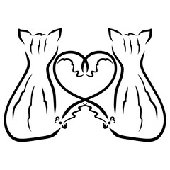 two cats and a heart of tails between them