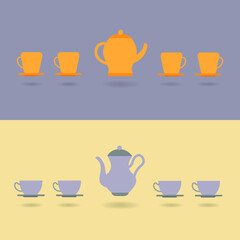 Tea Pot With Cups Set Illustration