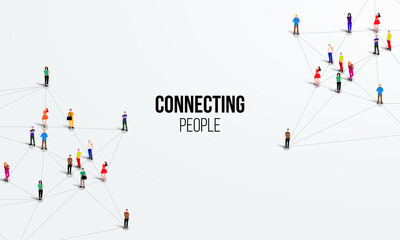 Connecting people. Social network concept. Bright background. Vector illustration