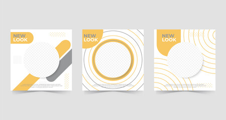 Set of Editable minimal square banner template. social media post and web internet ads with photo collage.