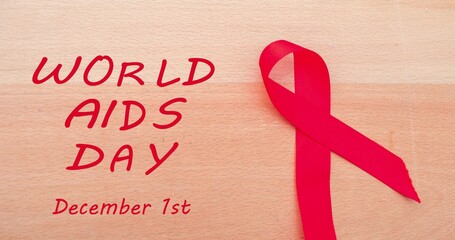 red ribbon AIDS awareness. Modern style logo illustration for december month awareness campaigns. World AIDS Orphans Day. World AIDS Day Long Banner