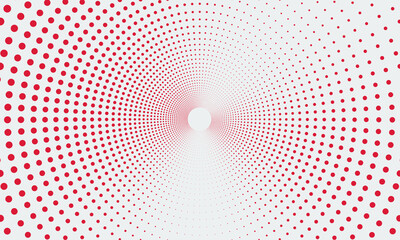 Circular Red Halftone Dots Pattern Background