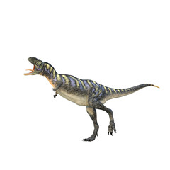 Aucasaurus dinosaur with mouth open. 3D illustration isolated on white background.