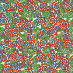 Vector floral background with hand made pattern in pastel colors.
