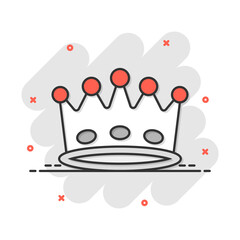 Vector cartoon crown diadem icon in comic style. Royalty crown illustration pictogram. King, princess royalty business splash effect concept.