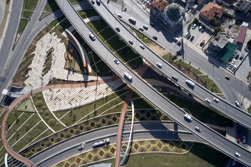 European town from above. City Denizli at Pamukkale.