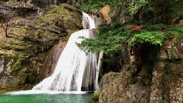 The beautiful source of the Mundo river in Riopar (Albacete).