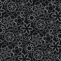 Floral seamless pattern. Hand drawn. For textile, wallpapers, print, wrapping paper. Vector stock illustration.