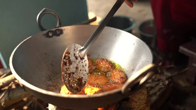 Thekua being prepared for chhath puja