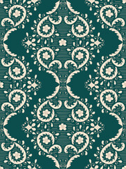 Seamless pattern in baroque style. Hand drawn vector design. 