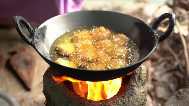 Thekua being prepared for chhath puja