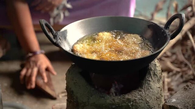 Thekua being prepared for chhath puja