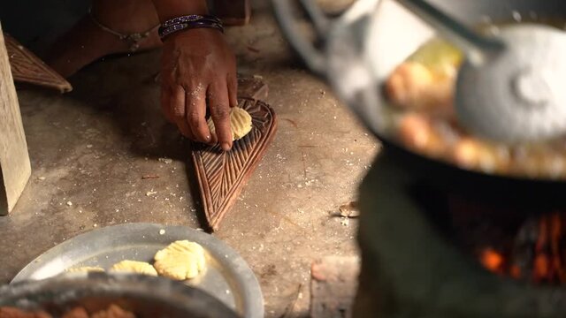 Thekua being prepared for chhath puja