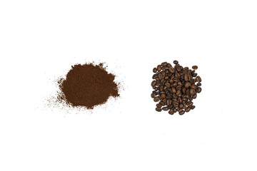 different types of coffee on a white background