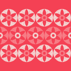 Mosaic of decorative spring flowers. Seamless pattern. Merry garden.  Fresh design for posters, flyers, greeting card, invitation. Vector illustration for web design or print.