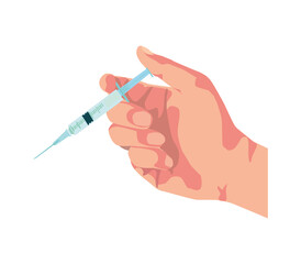 hand injecting, vector illustration, white background