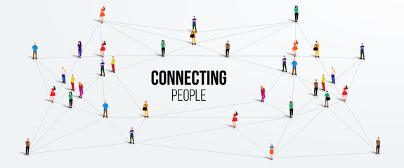 Connecting people. Social network concept. Bright background. Vector illustration - obrazy, fototapety, plakaty