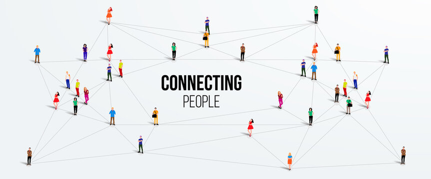 Connecting people. Social network concept. Bright background. Vector illustration