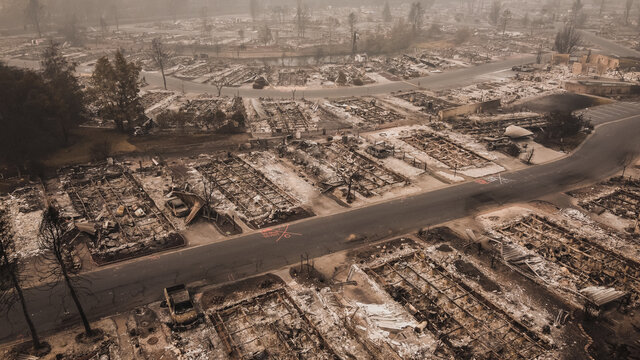 Aerial View Of Leveled Mobile Home Park After The Almeda Wildfire In Southern Oregon.