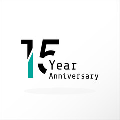 15 Years Anniversary Celebration Blue Color Vector Template Design Illustration