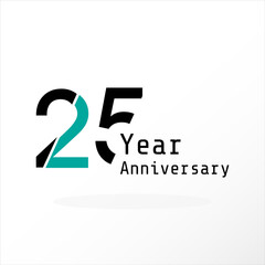 25 Years Anniversary Celebration Blue Color Vector Template Design Illustration